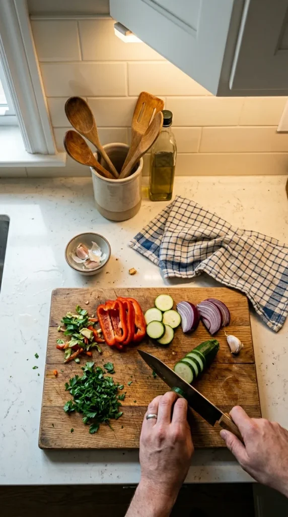 European kitchen design with good lighting using natural window light and under cabinet lights for a bright and clean kitchen