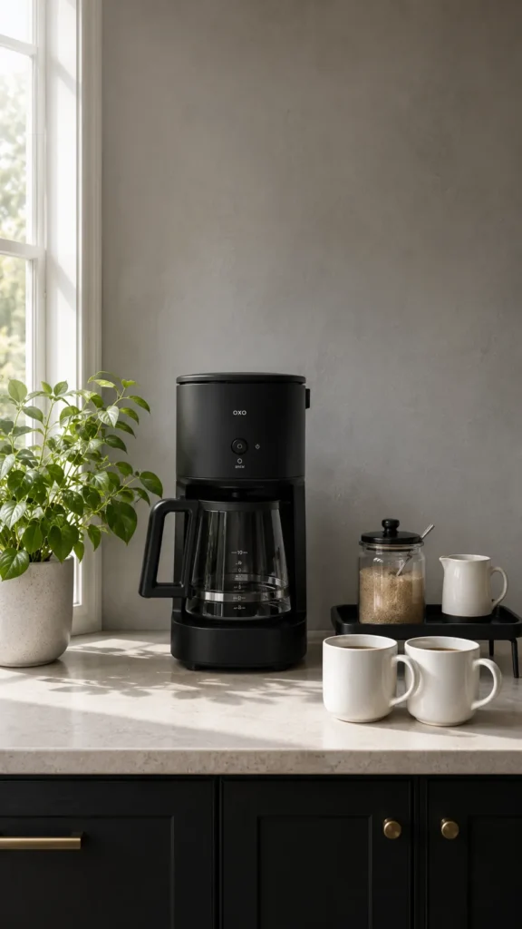 Black and white coffee bar ideas for kitchen counter