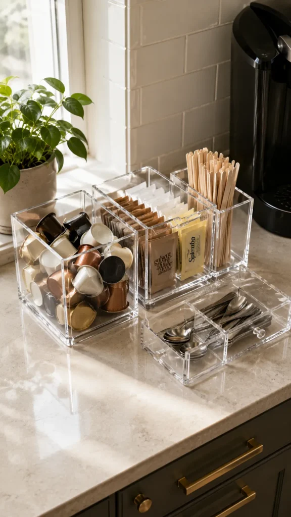  Clear storage containers for coffee setup