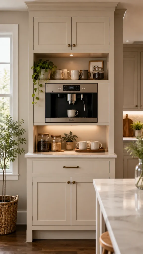 Built-in espresso space for a clean look
