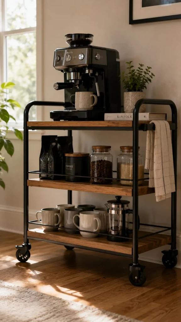 Coffee cart setup for small kitchens