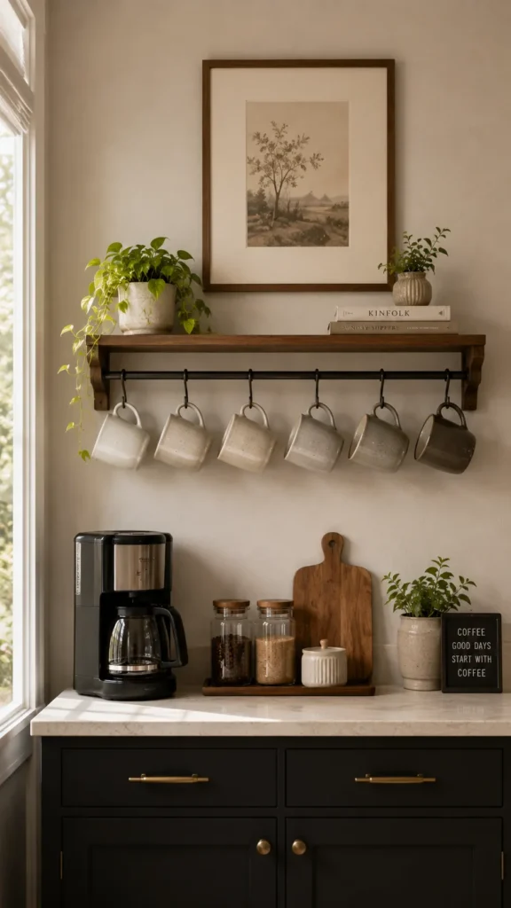 Mug rack to save cabinet space