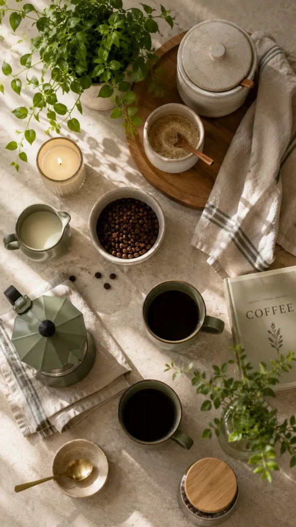 Green coffee corner for a fresh look