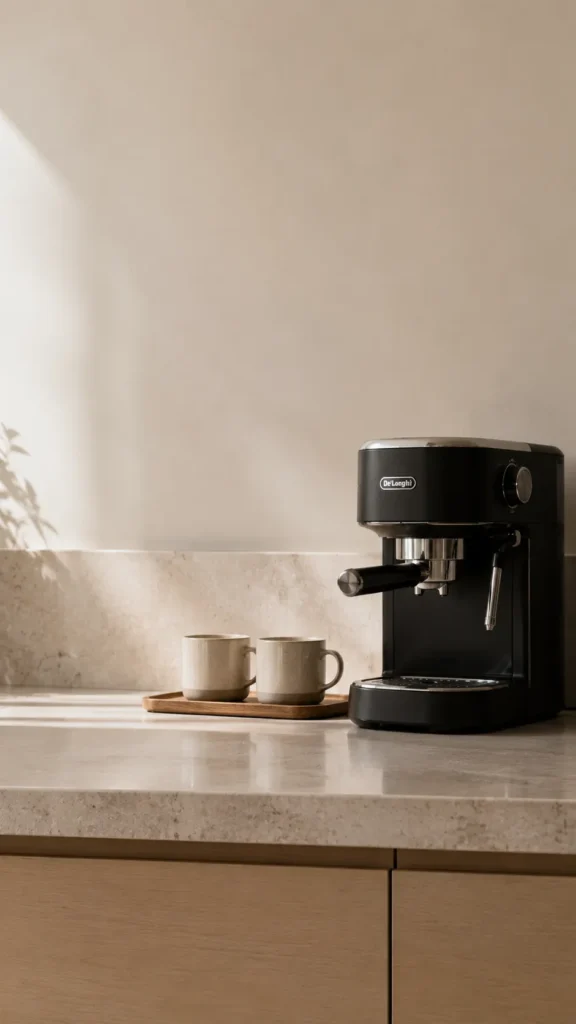 Minimal coffee bar with just essentials