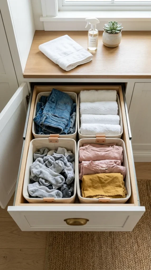laundry in a pull-out hamper