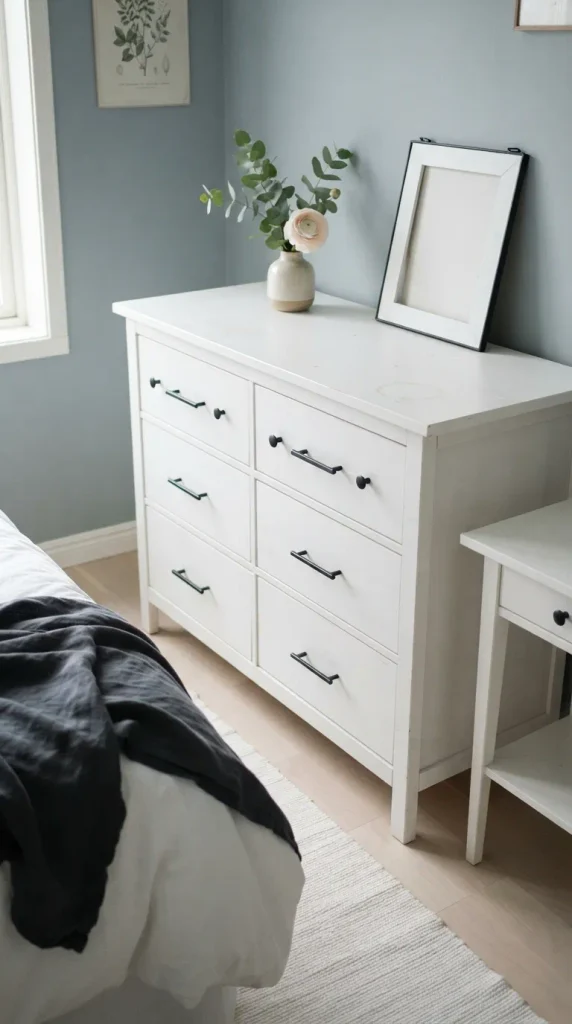 White Painted Furniture With Black Hardware