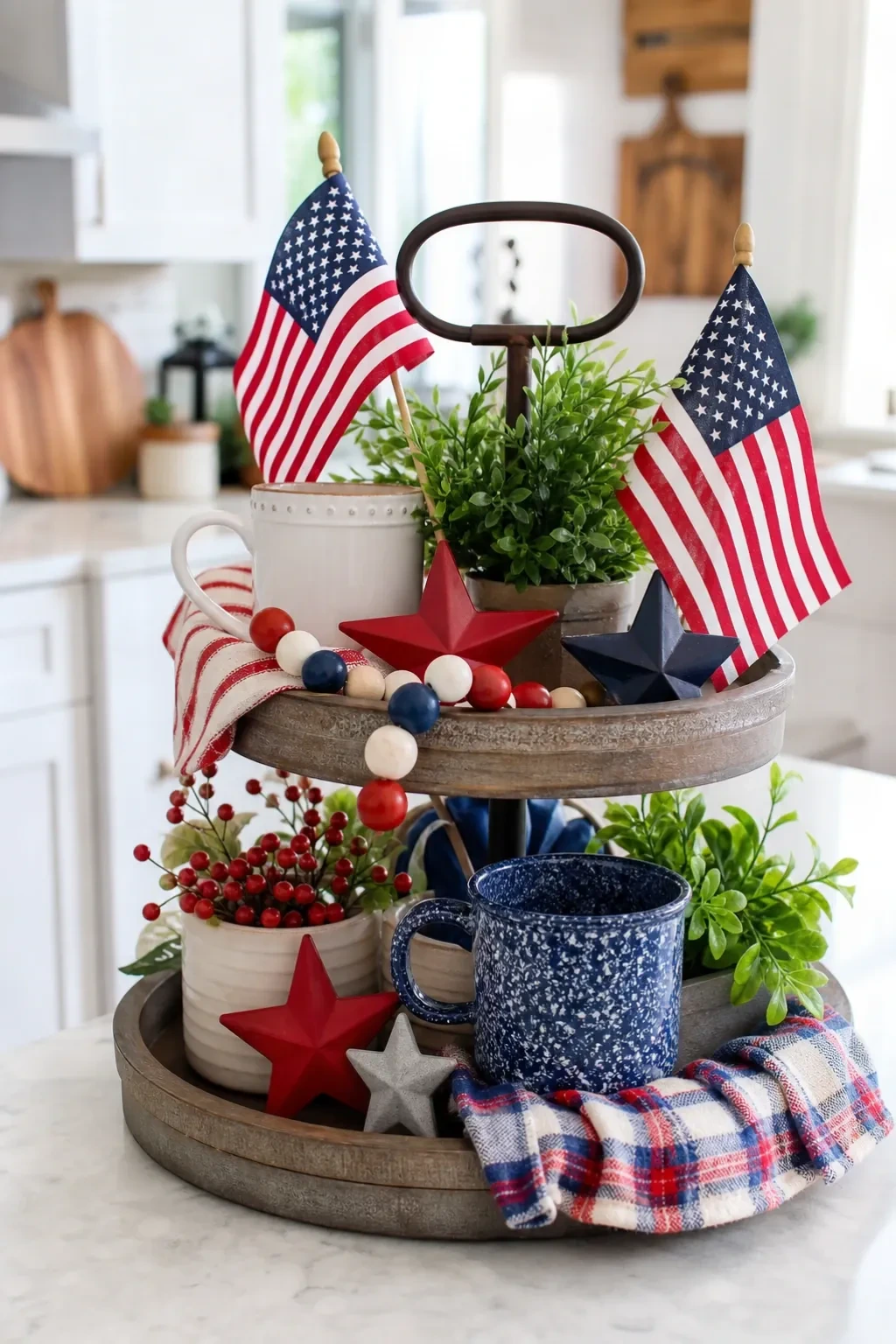 3- Add Flags to a Round Wood Tray