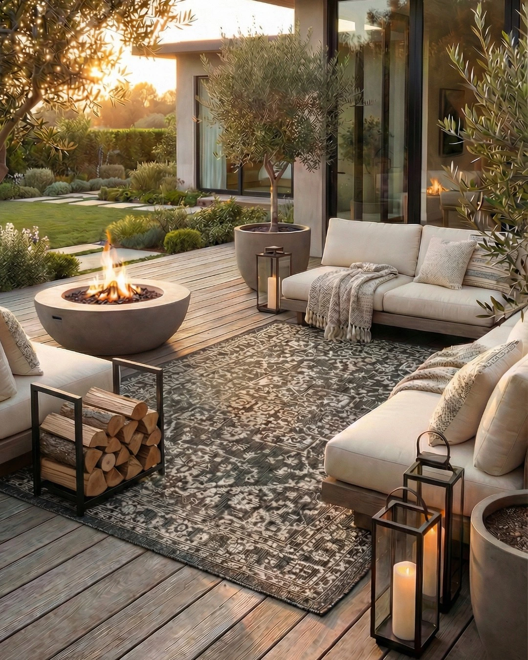 3- Blend Seating with a Sage Green Rug