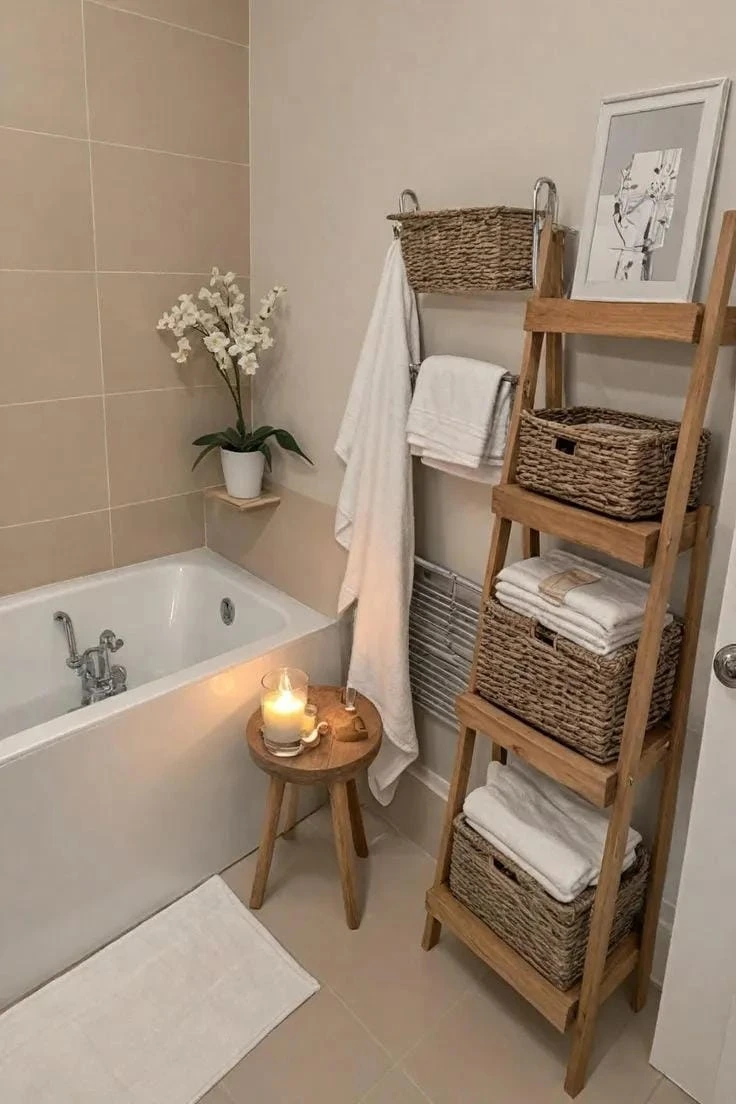 8- Bring in a Ladder Shelf for Storage