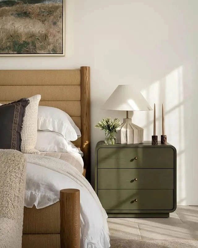 1- Bring in Color with a Green Nightstand