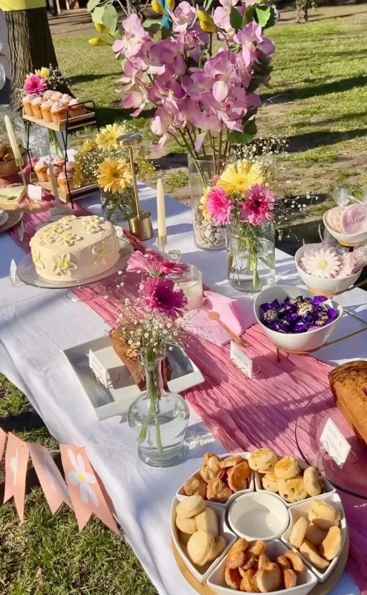 14- Combine Pink Flowers with Grazing Boards