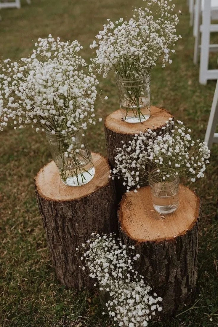 1- Create Log Slice Flower Centerpieces