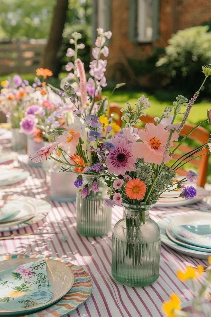 20- Fill Glass Jars with Colorful Flowers