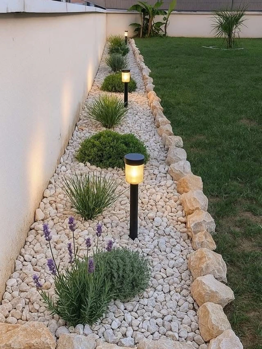 4- Frame a Narrow Bed with White Rock