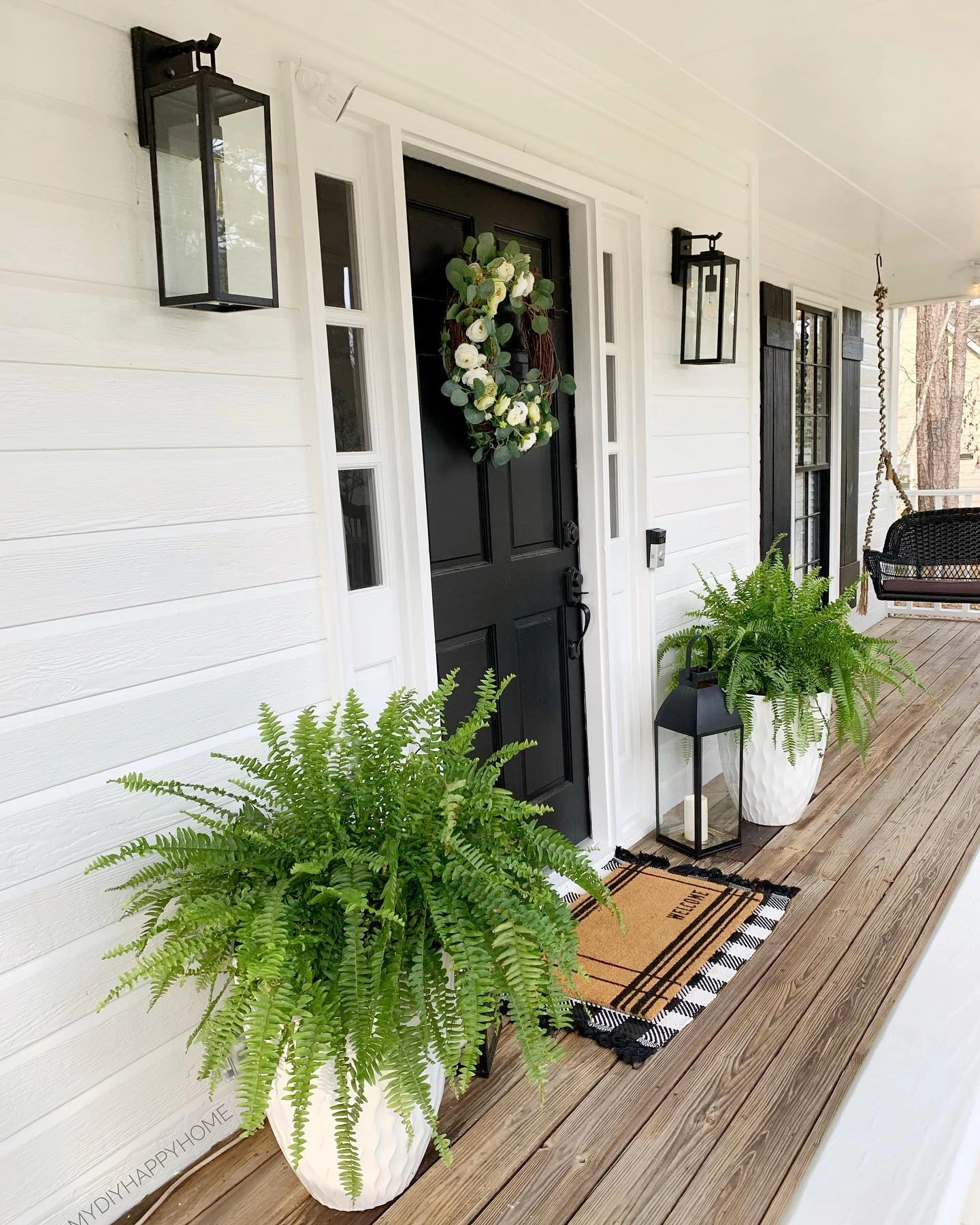 4- Frame the Door with Large Ferns