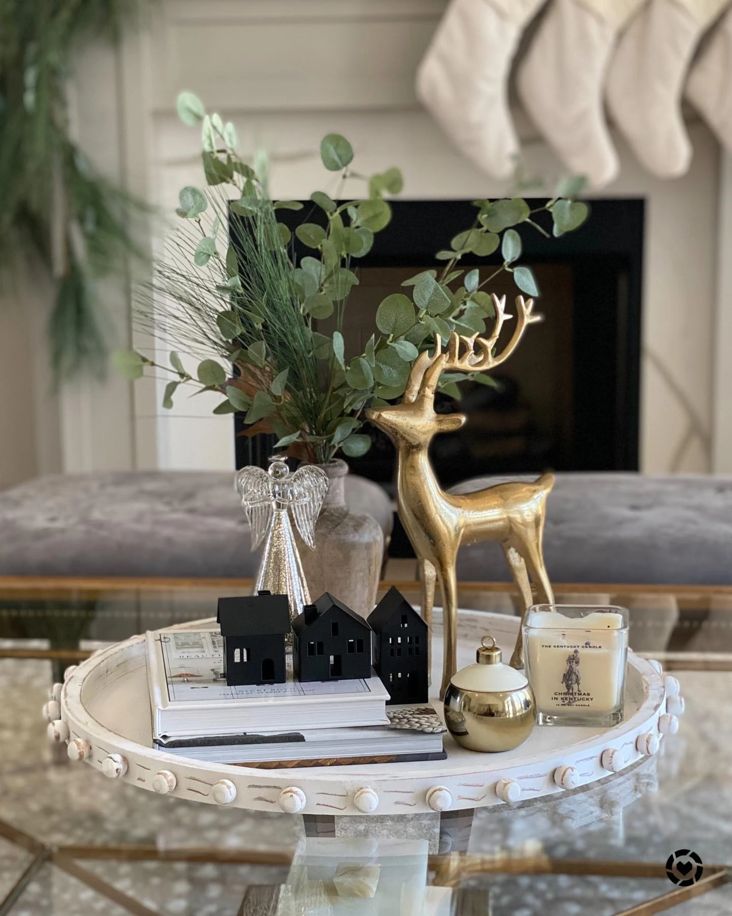 6- Group Reindeer, Candles, and Greenery on a Tray