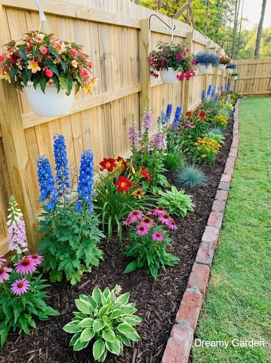 5- Hang Flower Baskets on the Fence