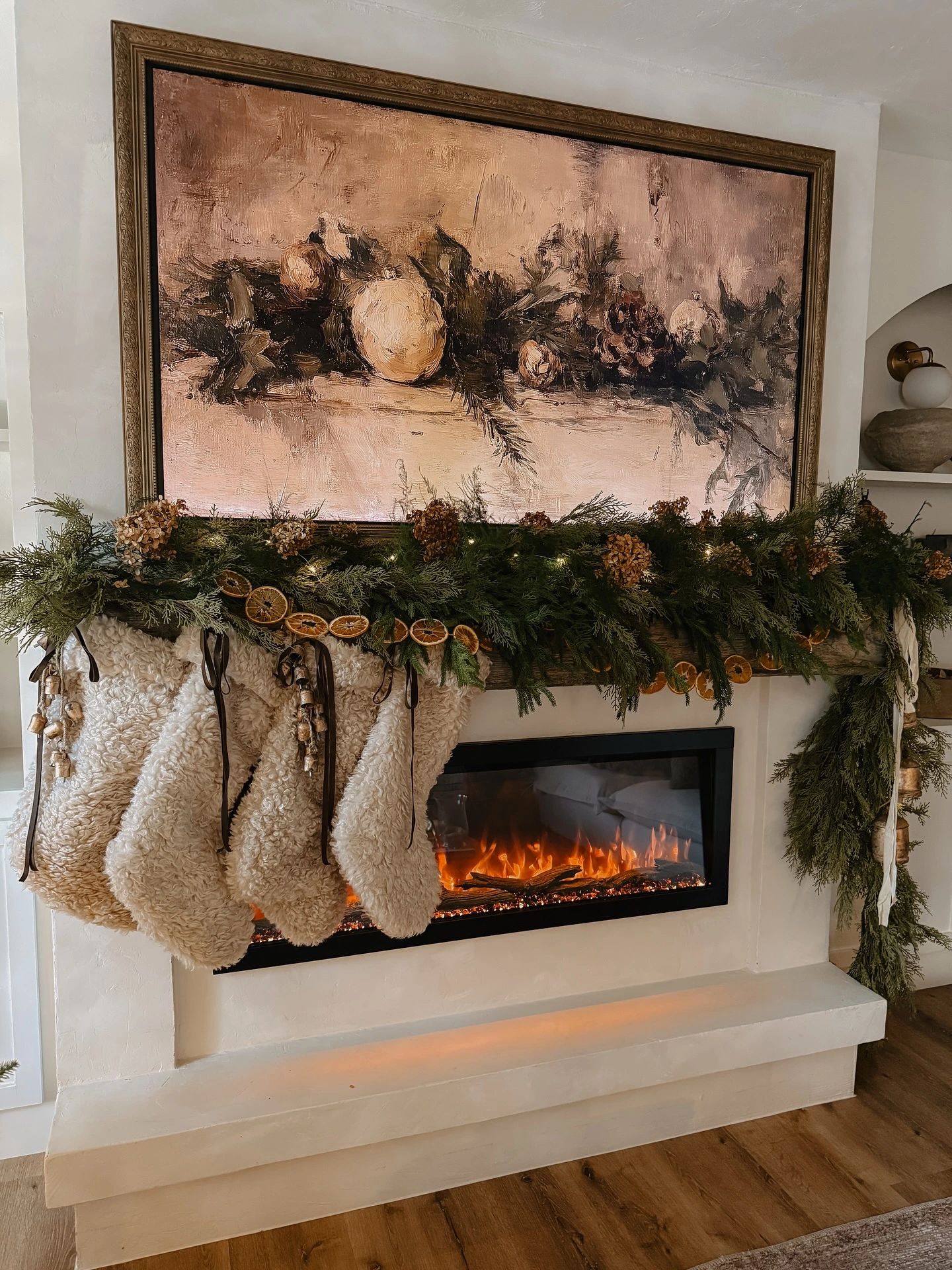 12- Hang Neutral Stockings with Dried Oranges