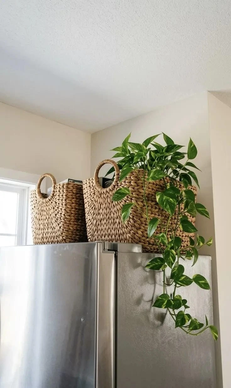 1- Hide Everyday Extras in Woven Baskets