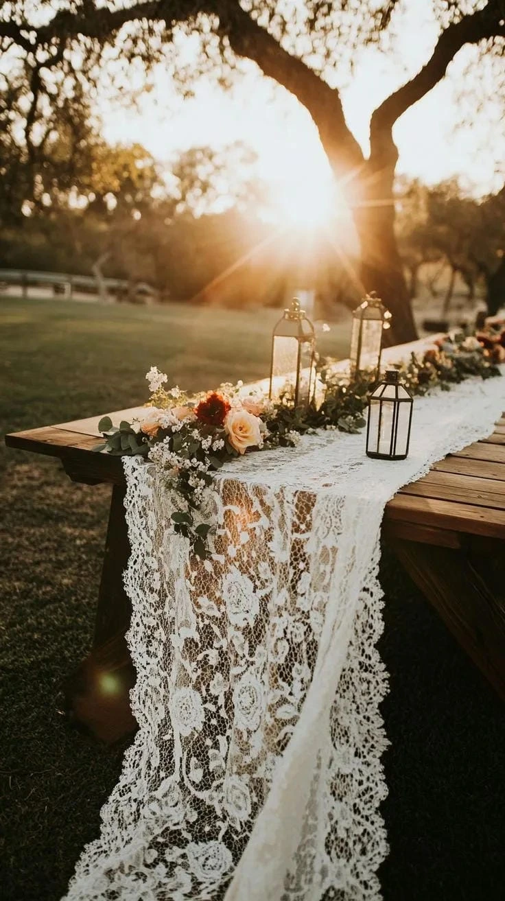 8- Layer a Lace Runner with Lanterns
