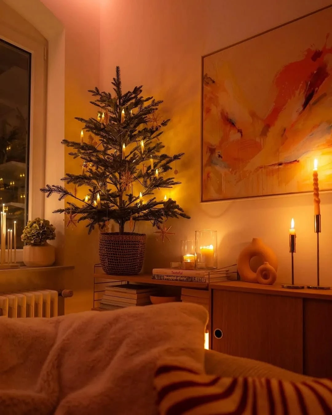 12- Layer Candles and Greenery for Warmth