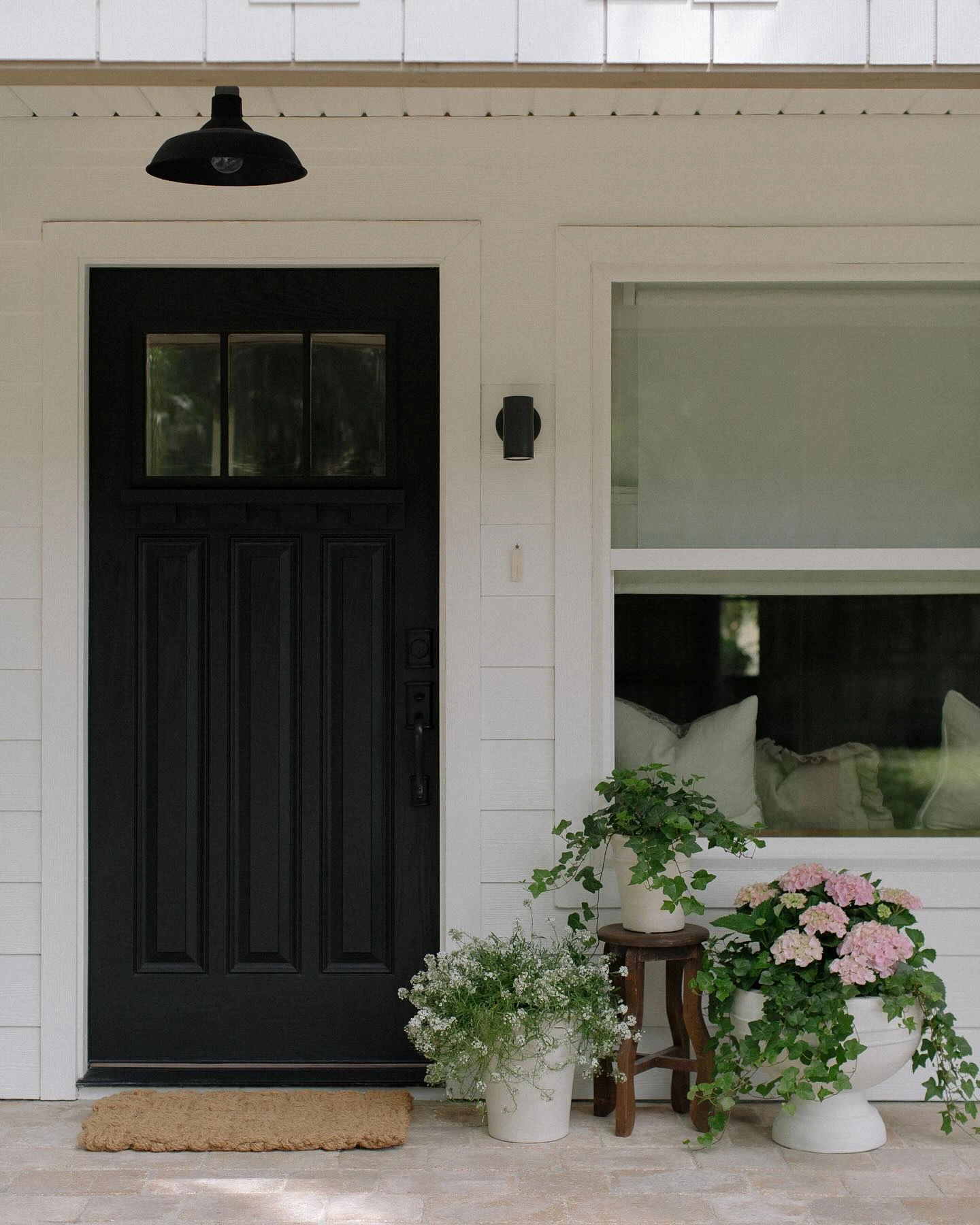 2- Layer White Blooms by a Black Door