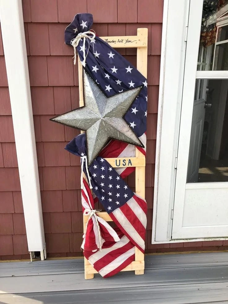 8- Lean a Patriotic Wood Sign by the Door