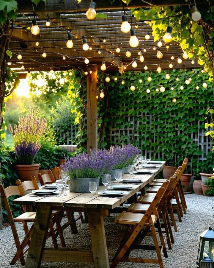 2- Light a Long Outdoor Dining Table