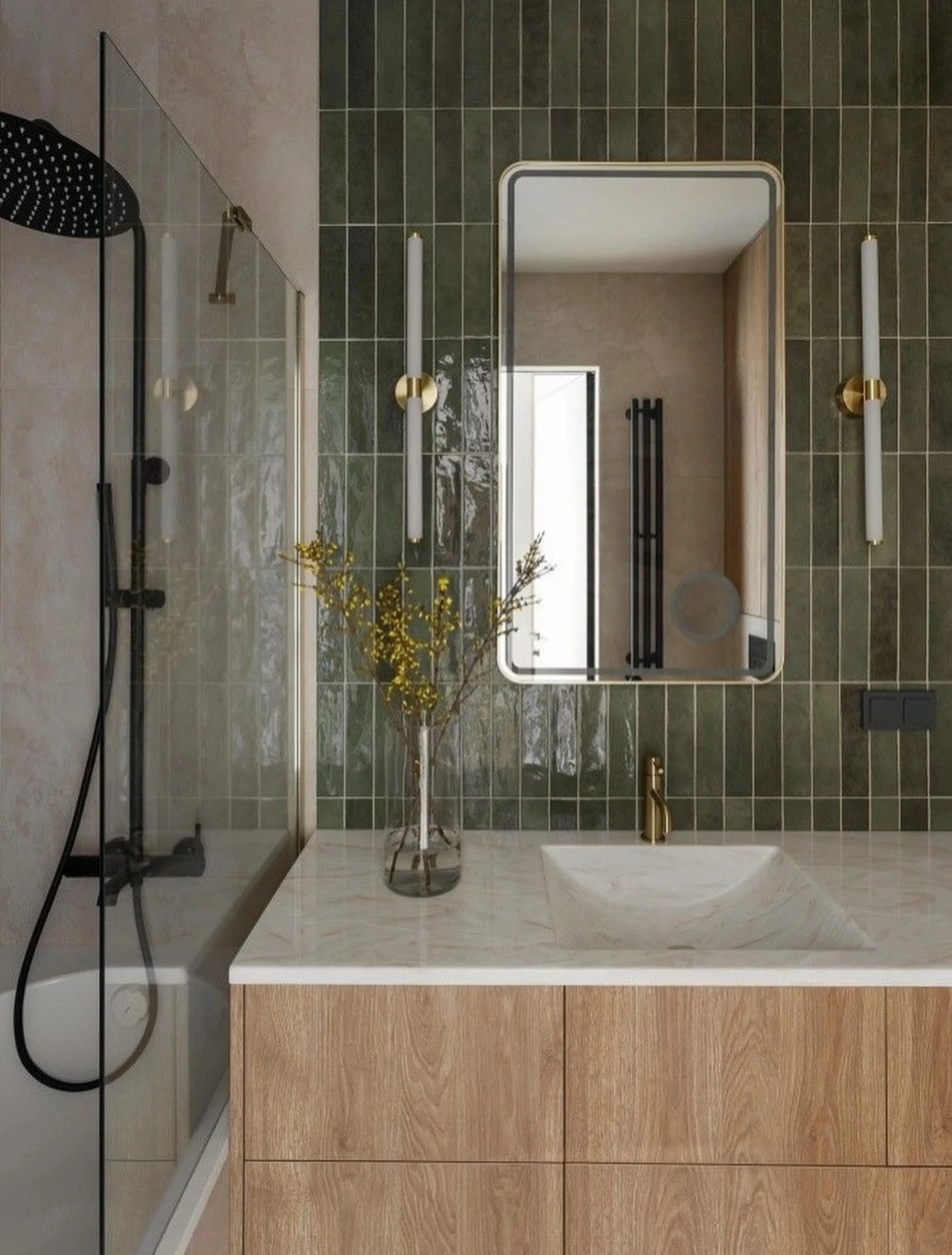 12- Mix Glossy Green Tile with Gold