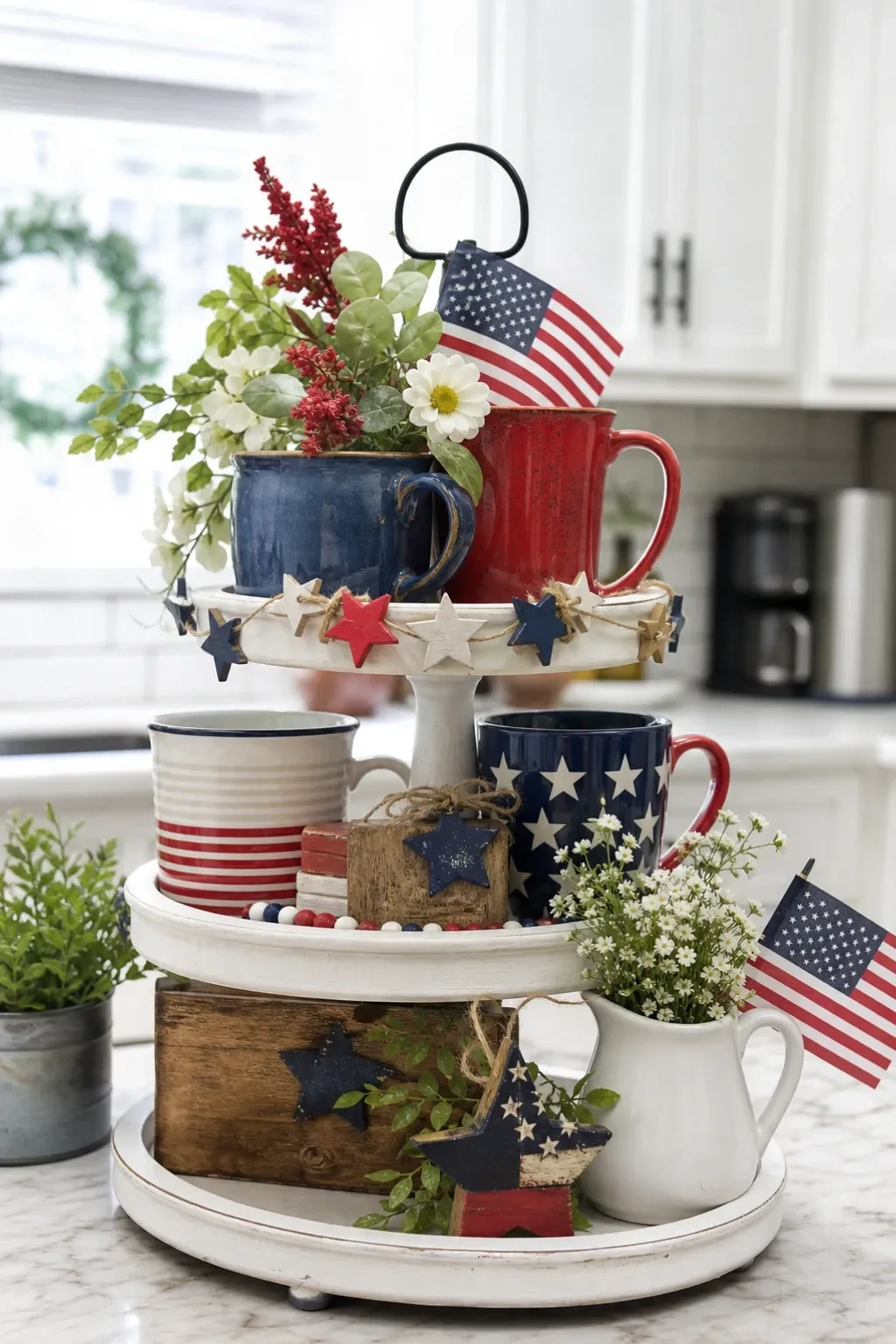11- Mix Mugs, Flowers, and Small Flags