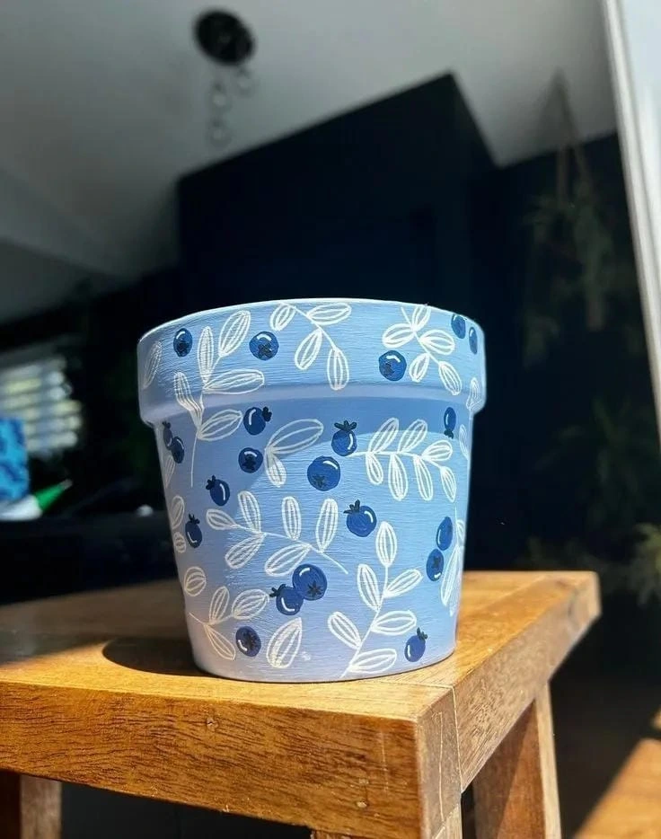 9- Paint a Soft Blue Berry Pattern