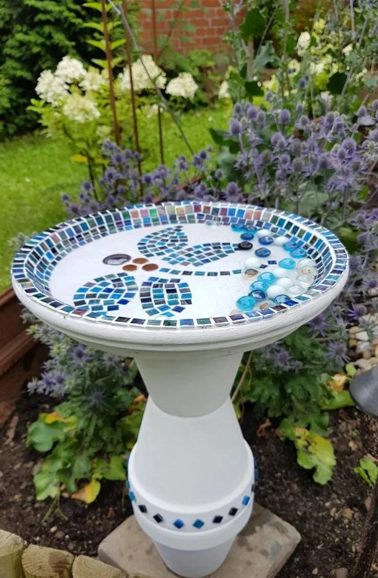 2- Pair a White Base with Blue Mosaic Tile