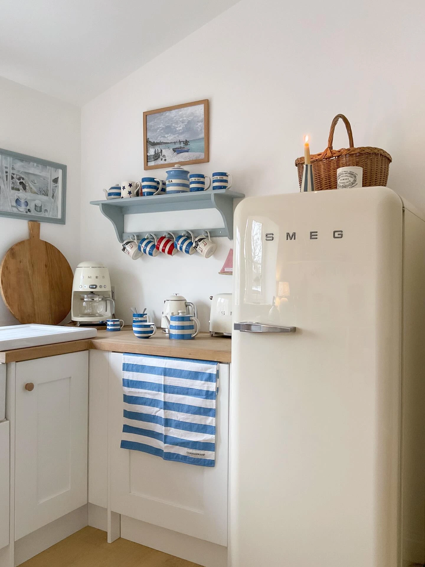 5- Pair Baskets with Cottage-Style Kitchen Pieces