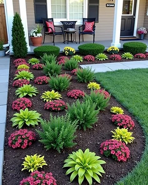 2- Pair Bright Flowers With Dark Mulch