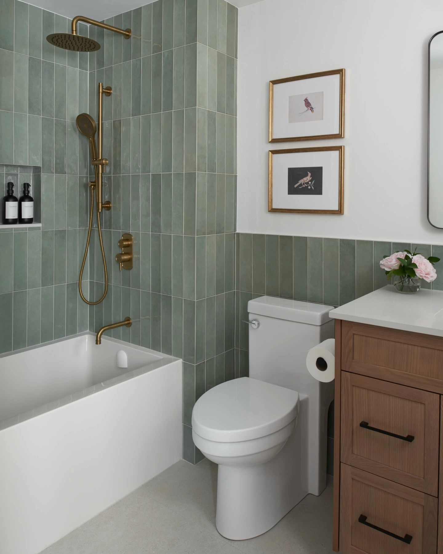 6- Pair Sage Tile with Warm Metal