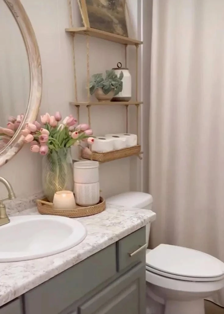 11- Place Pink Tulips Beside the Sink