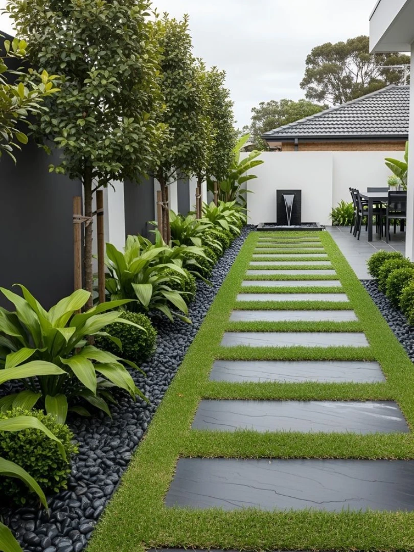 2- Set Square Stepping Stones in Grass