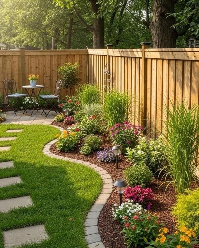 6- Soften a Fence Line With a Narrow Border