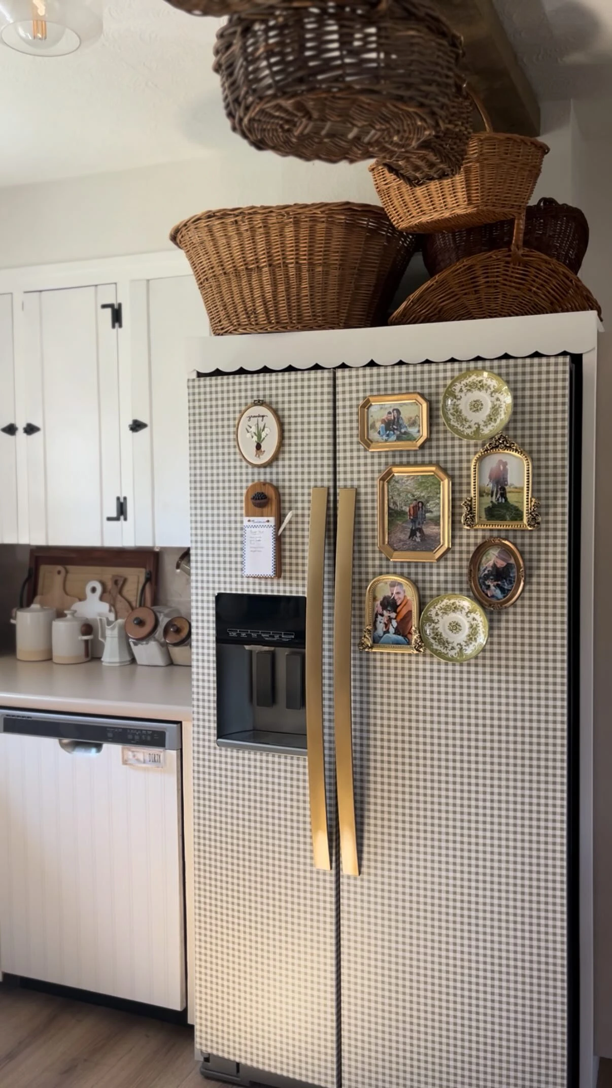 8- Stack Baskets Above a Narrow Refrigerator