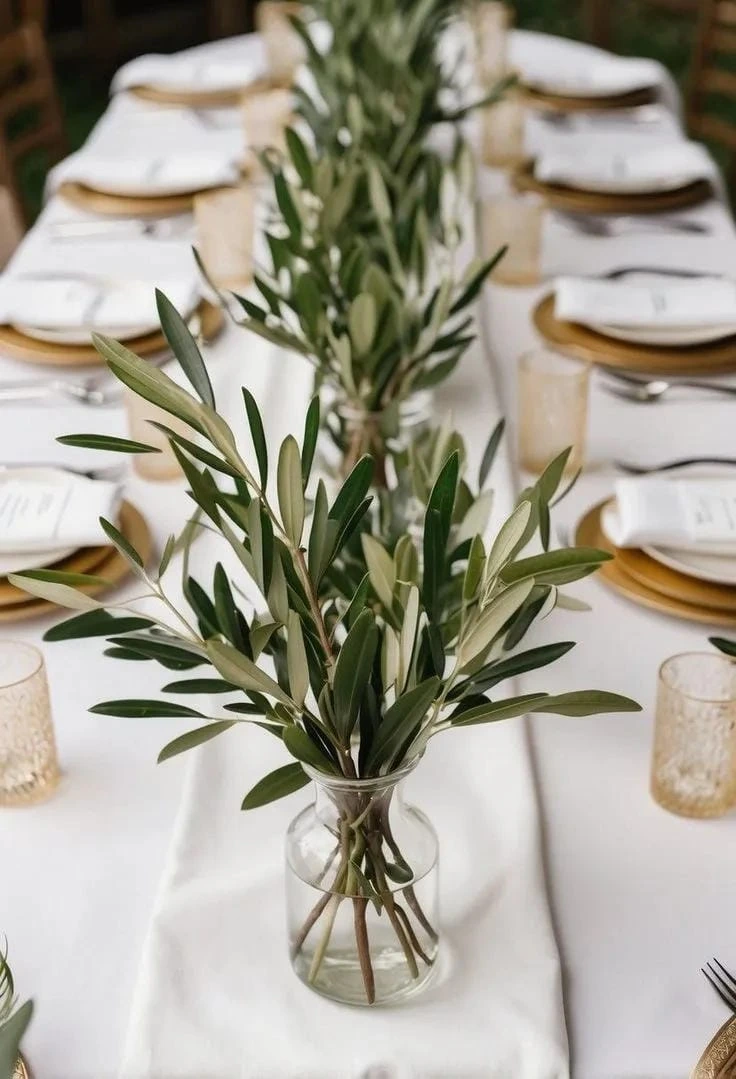 3- Style Tables with Olive Branches