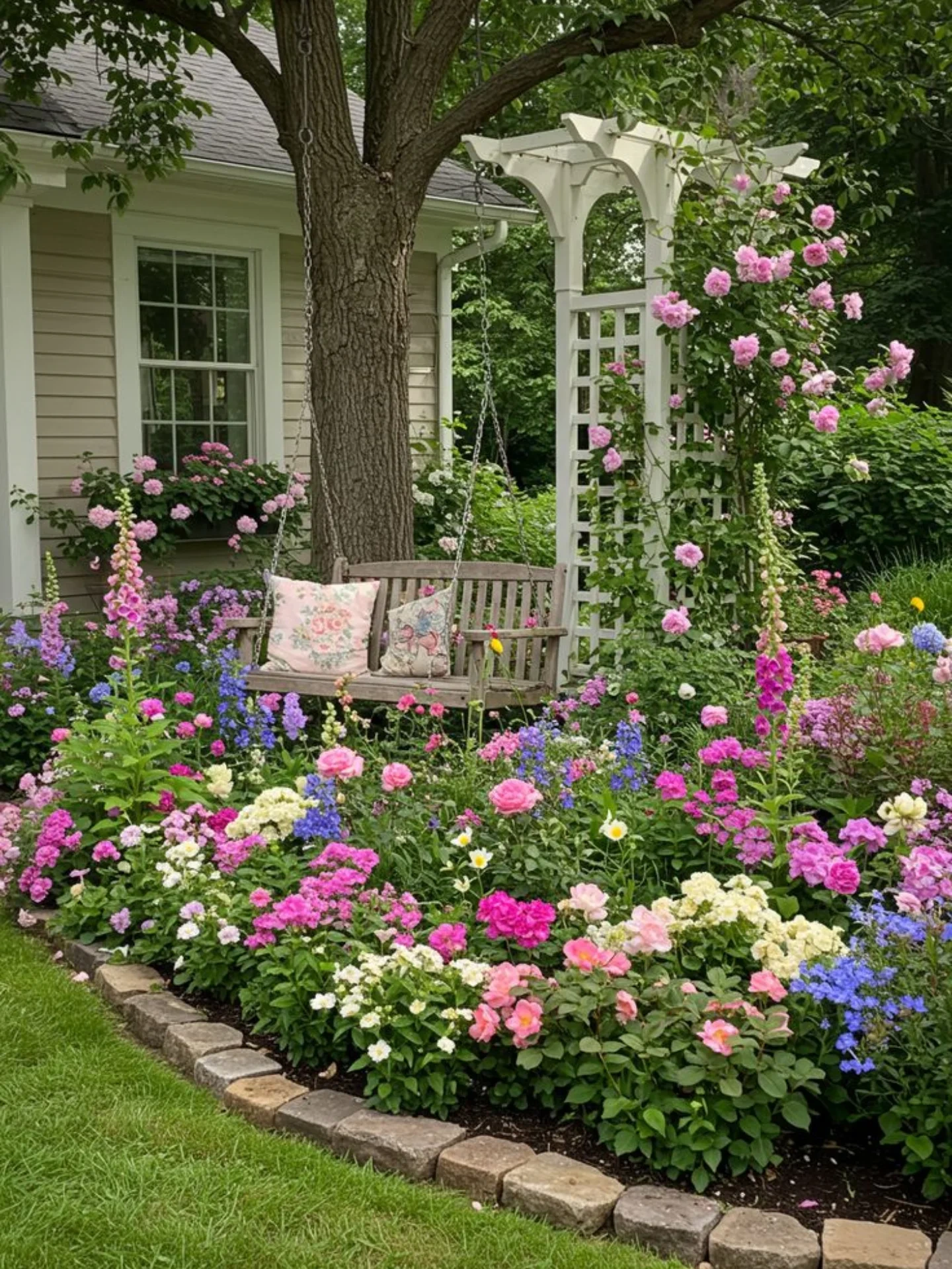 5- Turn a Fence Border Into a Cottage Garden