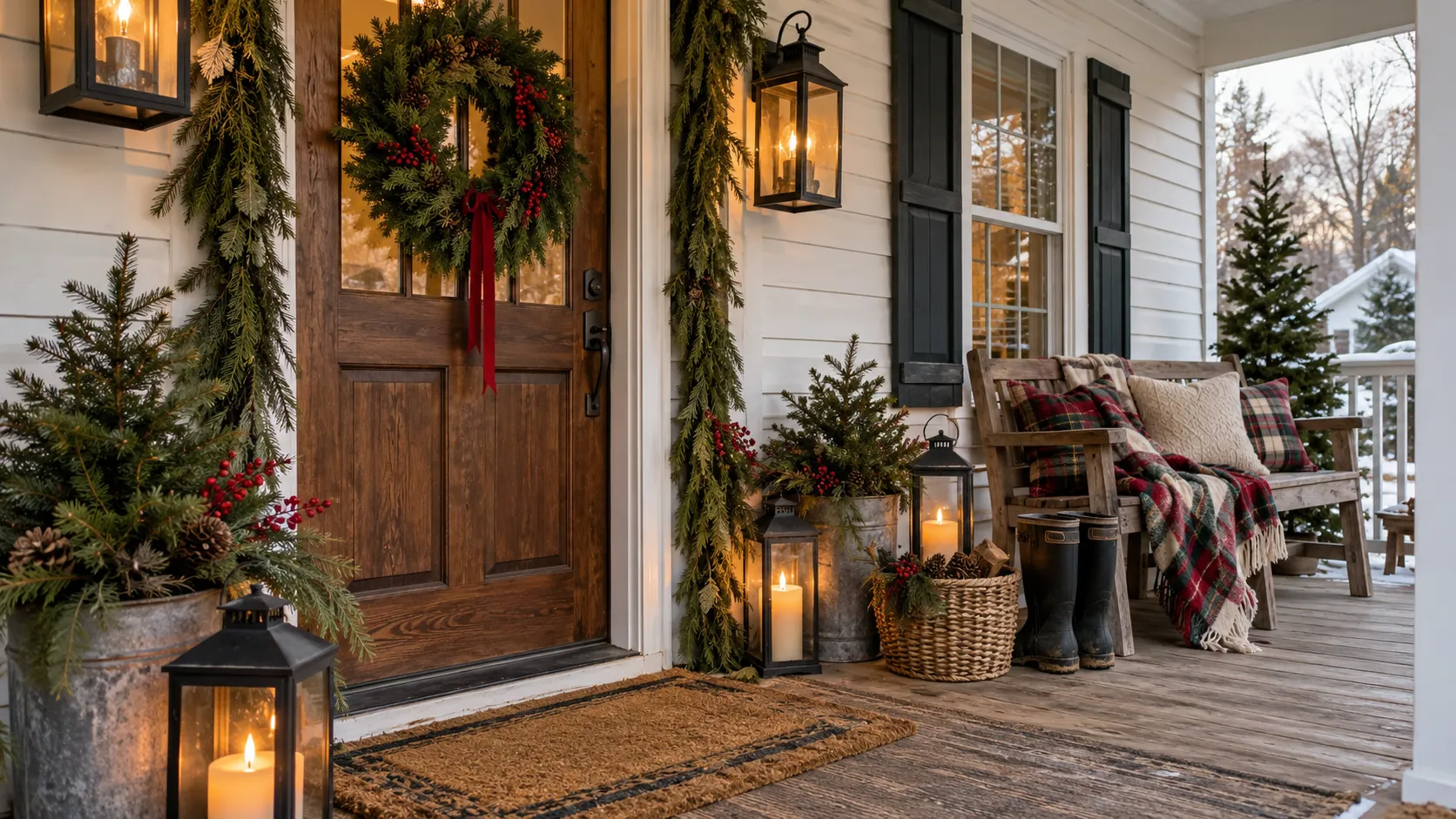 25 Farmhouse Christmas Porch Decor Ideas for a Cozy Welcome
