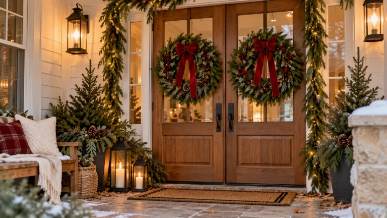 13 Christmas Wreath Ideas for Doors, Double Entries, and Cozy Porches