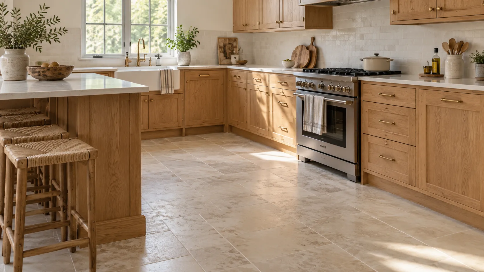 Kitchen Flooring Ideas With Oak Cabinets