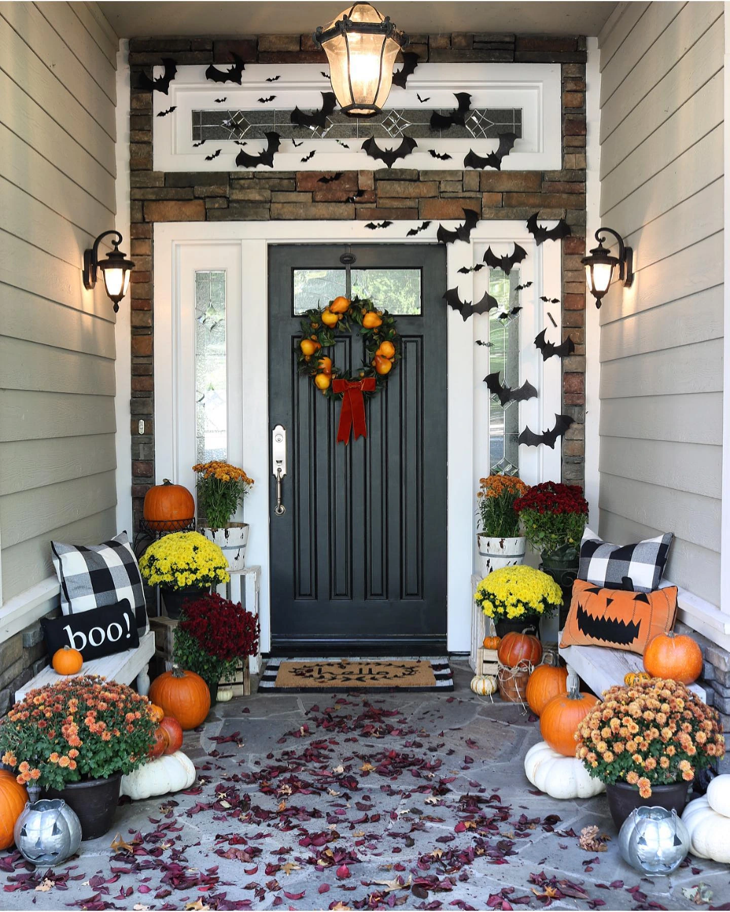 3- Add Halloween Pillows to Porch Seating