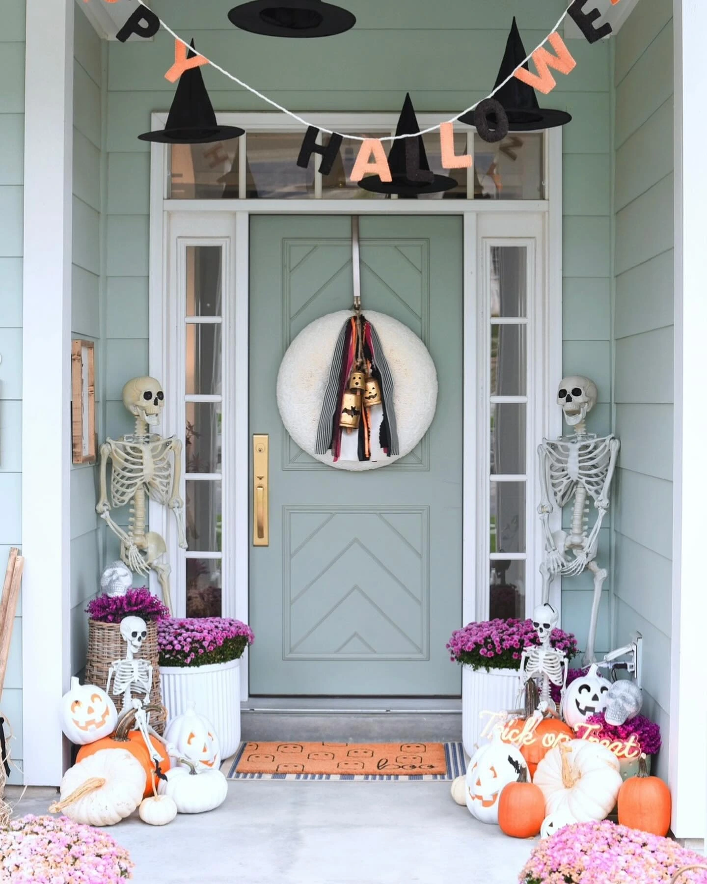 29- Anchor the Porch with a Trick-or-Treat Sign