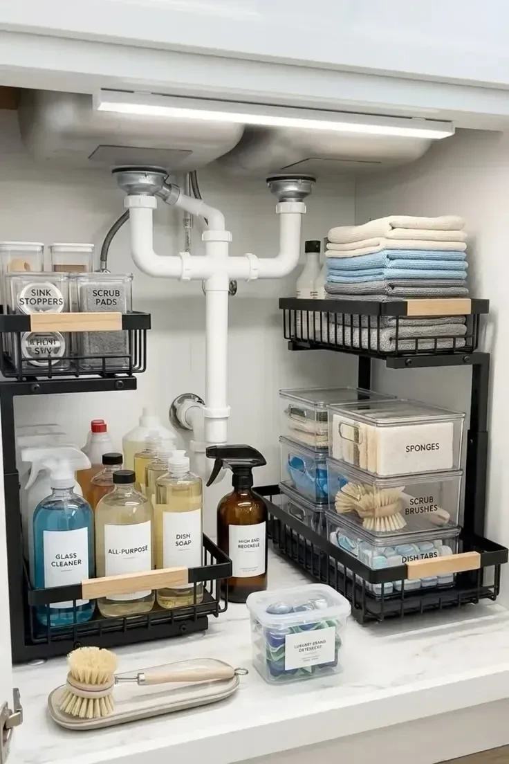 1- Build Around the Plumbing with Small Shelves