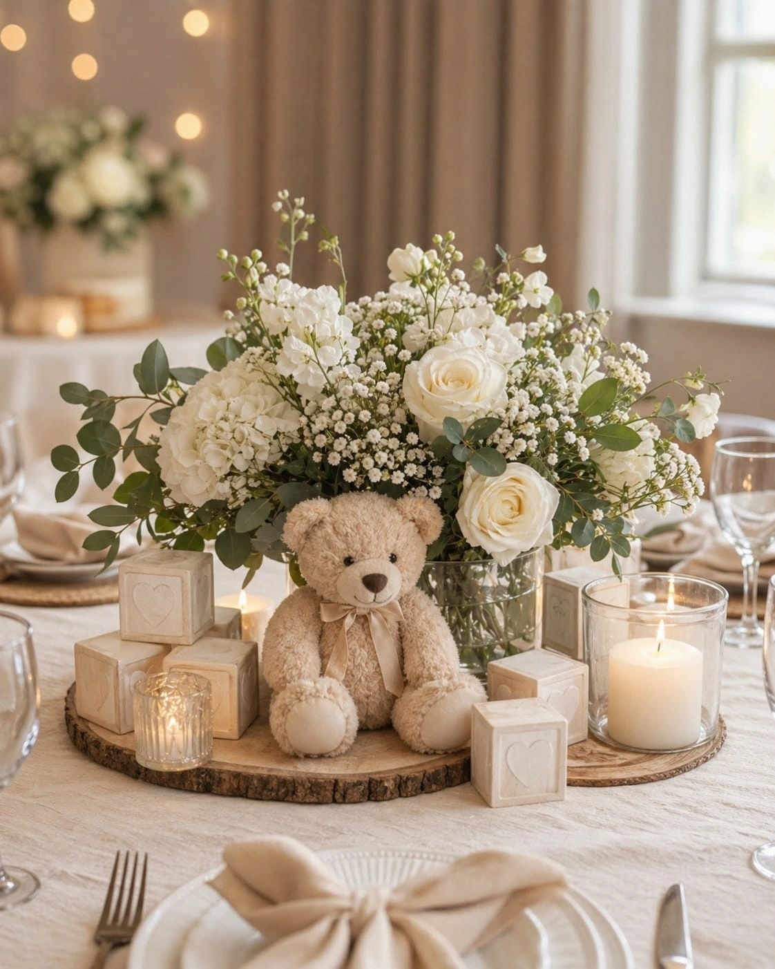 4- Center the Table with a Teddy Bear