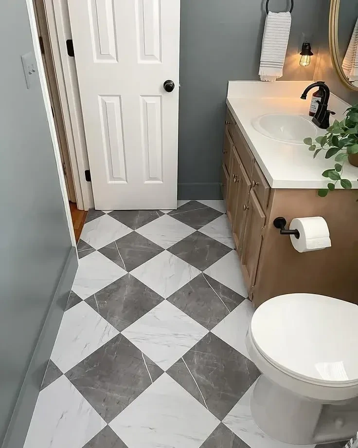 9- Cover an Unappealing Floor with Removable Tiles