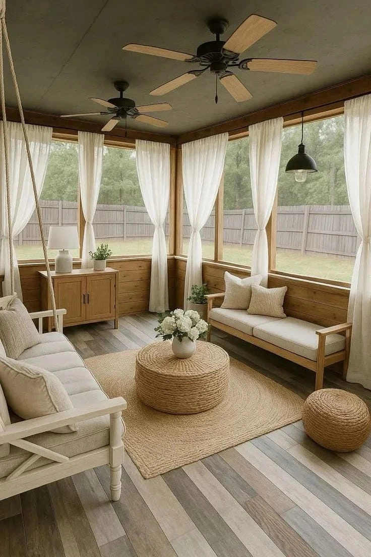 7- Create a Soft Retreat with Neutral Curtains